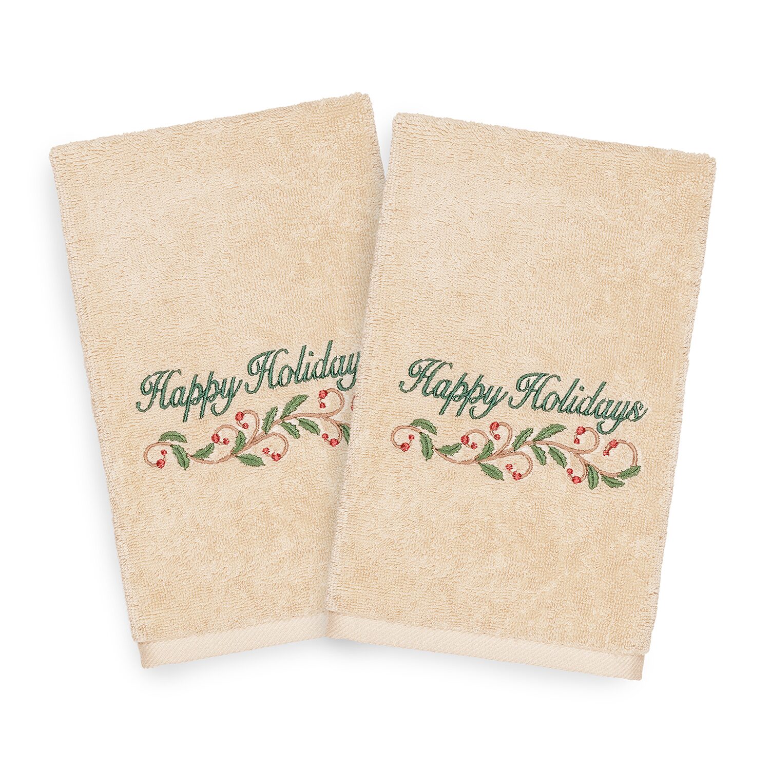 Linum Home Textiles Xmas Happy Holidays 2-pc. Hand Towel
