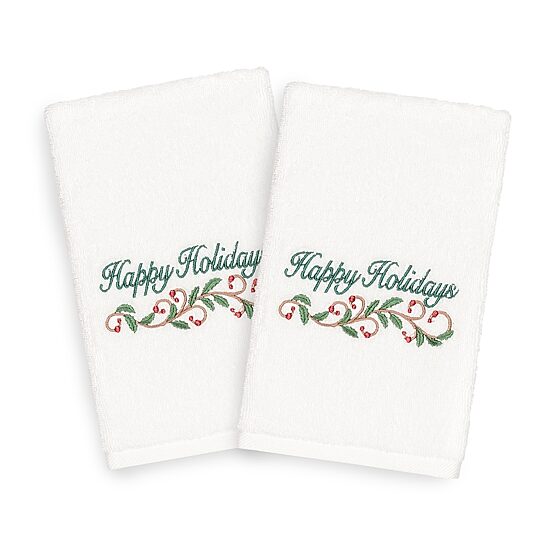 Linum Home Textiles Xmas Happy Holidays 2-pc. Hand Towel