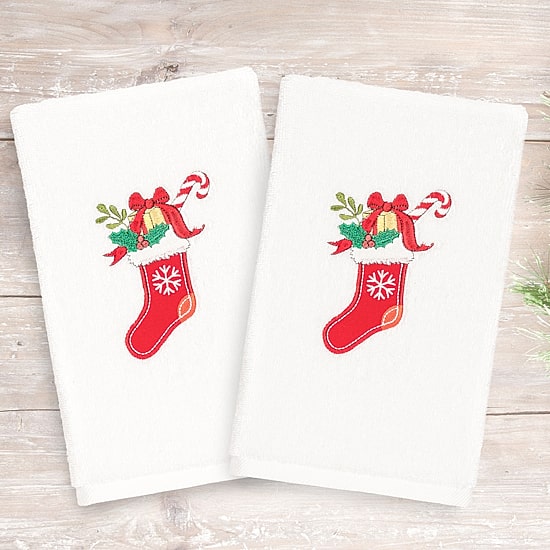 Linum Home Textiles Christmas Stocking 2-pc. Hand Towel