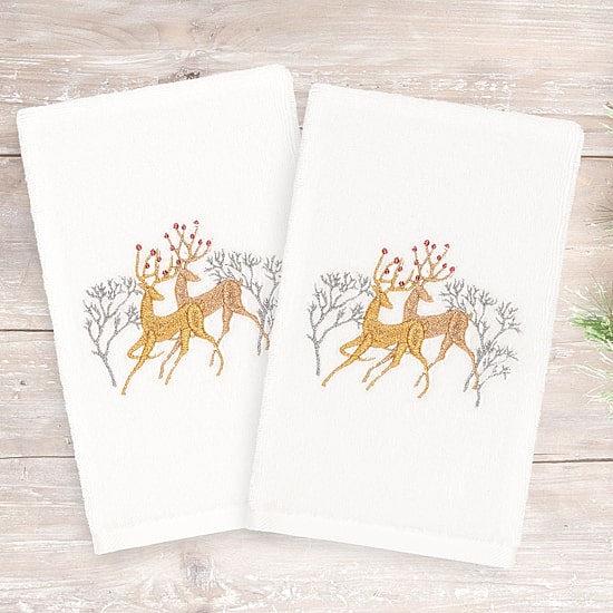 Linum Home Textiles Christmas Deer Pair 2-pc. Hand Towel