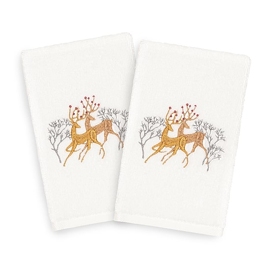 Linum Home Textiles Christmas Deer Pair 2-pc. Hand Towel