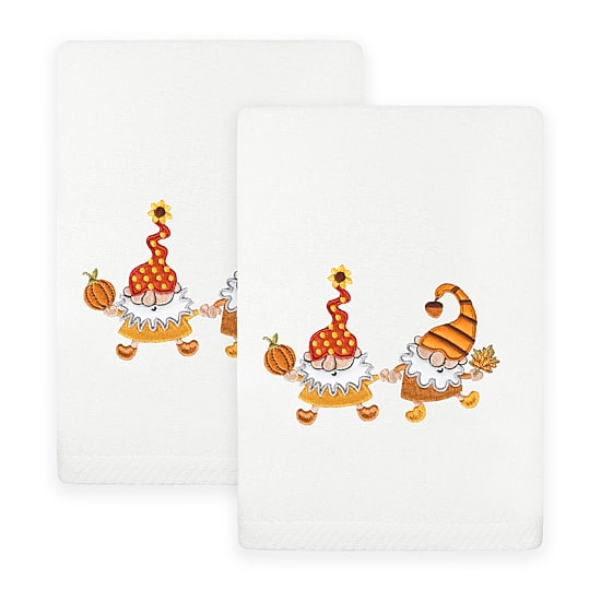 Linum Home Textiles Autumn Gnomes Embroidered 2-pc. Hand Towel
