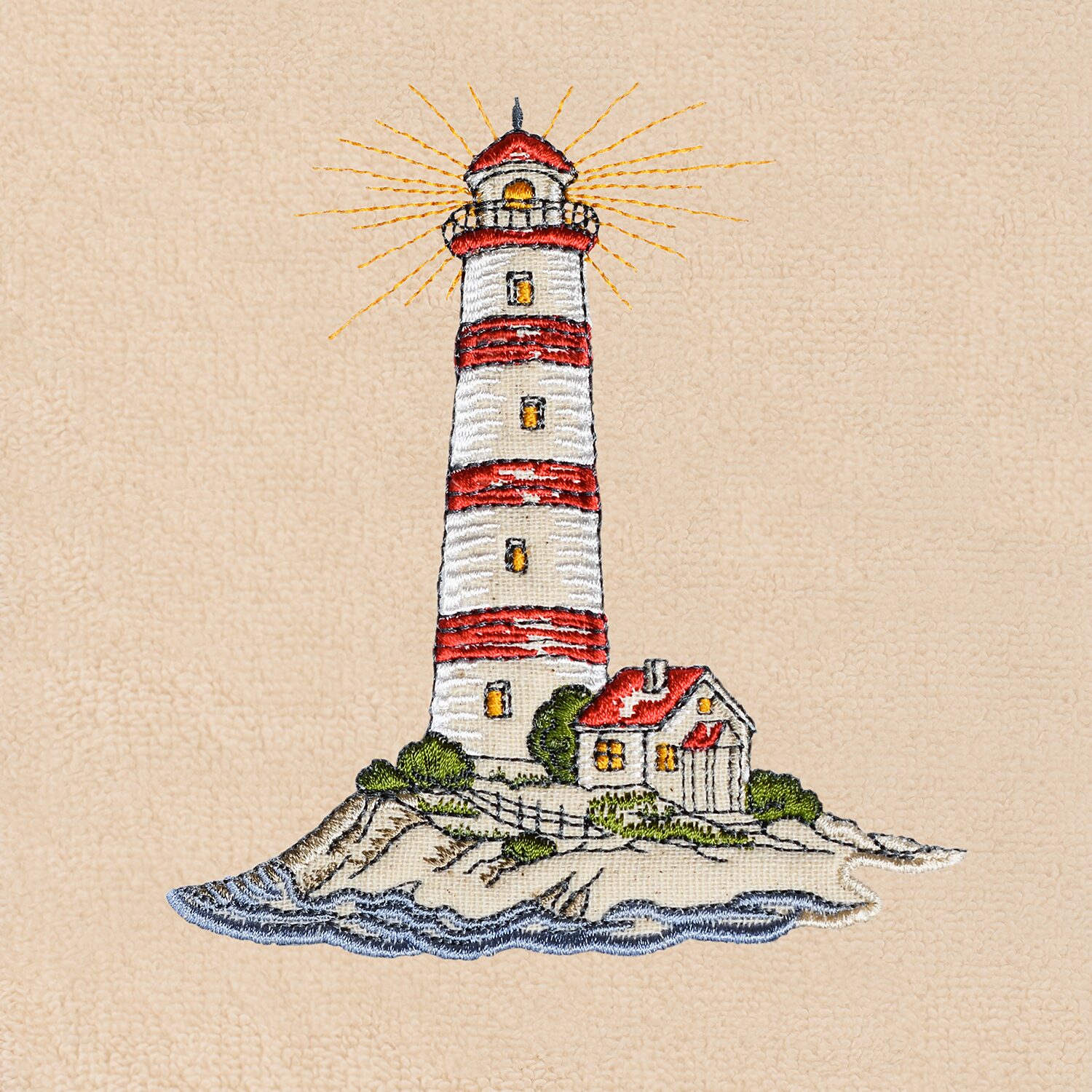 Linum Home Textiles Summer Lighthouse Embroidered 2-pc. Hand Towel