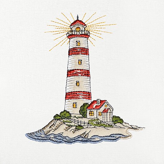Linum Home Textiles Summer Lighthouse Embroidered 2-pc. Hand Towel