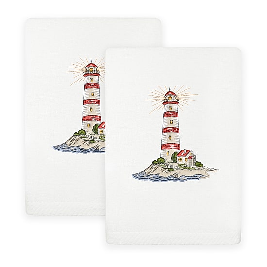 Linum Home Textiles Summer Lighthouse Embroidered 2-pc. Hand Towel