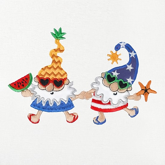 Linum Home Textiles Summer Gnomes Embroidered 2-pc. Hand Towel