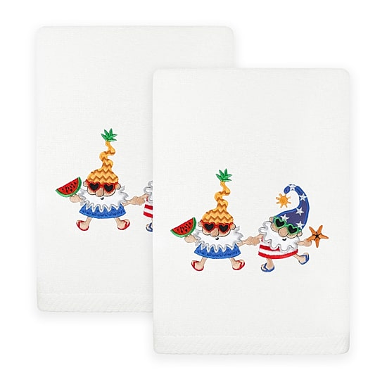 Linum Home Textiles Summer Gnomes Embroidered 2-pc. Hand Towel