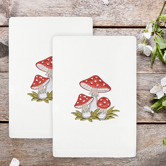 Linum Home Textiles Spring Mushroom Embroidered 2-pc. Hand Towel