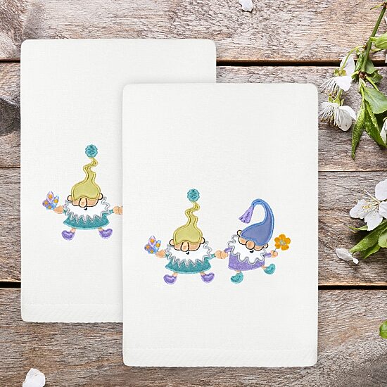 Linum Home Textiles Spring Gnomes Embroidered 2-pc. Hand Towel