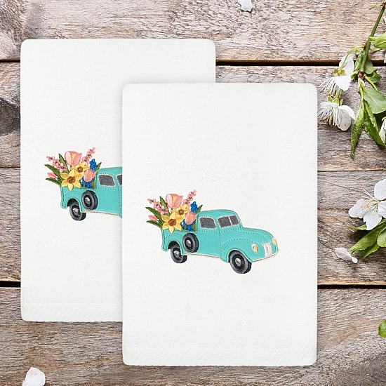 Linum Home Textiles Spring Truck Embroidered 2-pc. Hand Towel