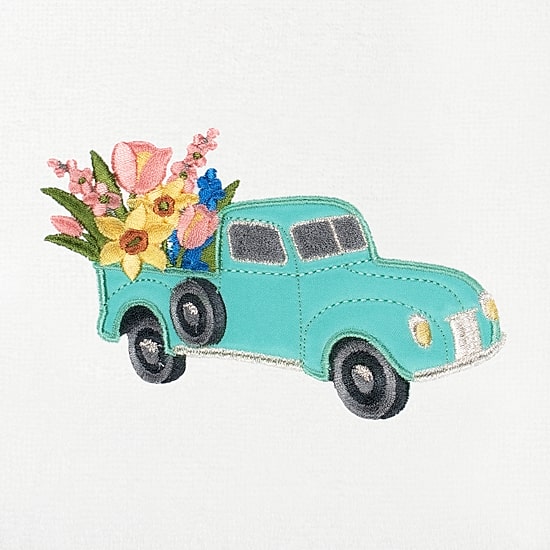 Linum Home Textiles Spring Truck Embroidered 2-pc. Hand Towel