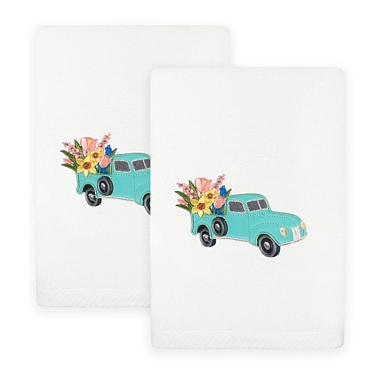 Linum Home Textiles Spring Truck Embroidered 2-pc. Hand Towel