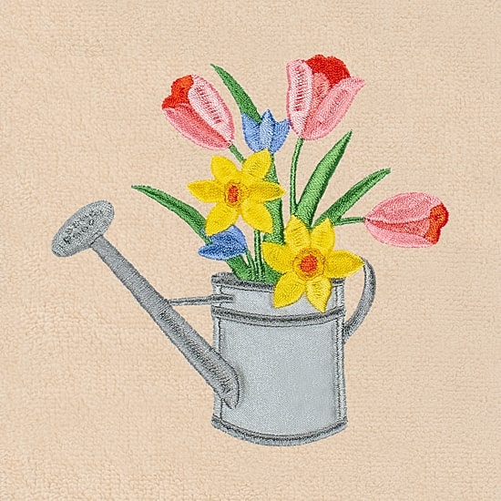 Linum Home Textiles Spring Watering Can Embroidered 2-pc. Hand Towel