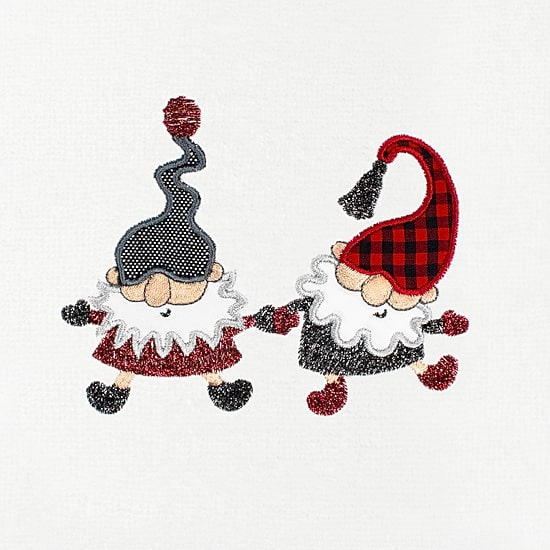 Linum Home Textiles Christmas Gnomes Embroidered 2-pc. Hand Towel