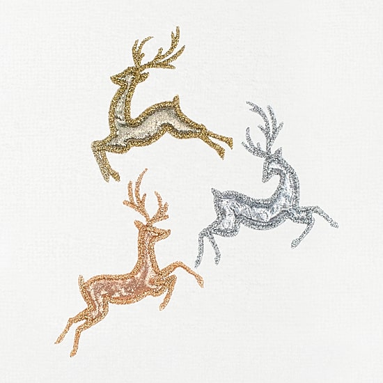 Linum Home Textiles Xmas Leaping Deer Embroidered 2-pc. Hand Towel