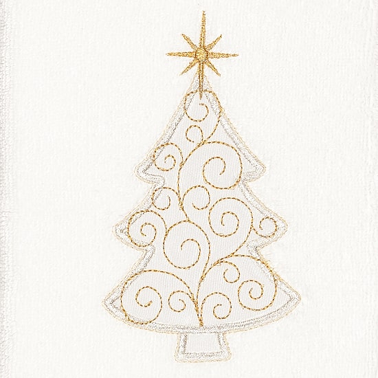 Linum Home Textiles Xmas Scroll Tree Embroidered 2-pc. Hand Towel