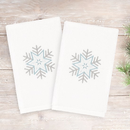 Linum Home Textiles Christmas Crystal Embroidered 2-pc. Hand Towel