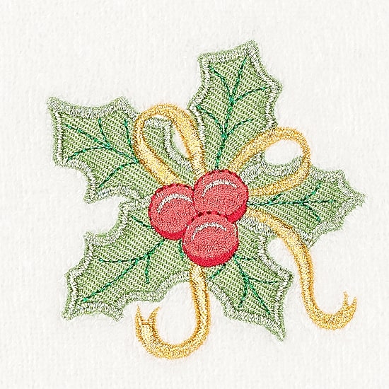 Linum Home Textiles Xmas Holly Bunch Embroidered 2-pc. Hand Towel