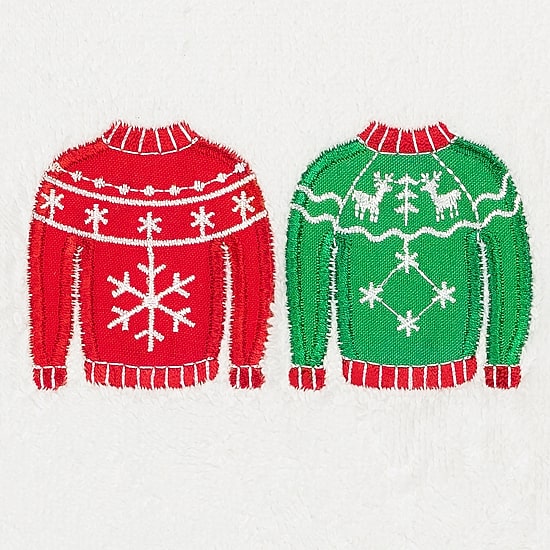 Linum Home Textiles Christmas Sweaters Embroidered 2-pc. Hand Towel