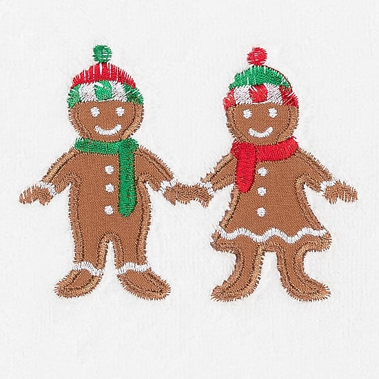 Linum Home Textiles Xmas Gingerbread Embroidered 2-pc. Hand Towel