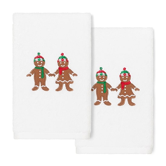 Linum Home Textiles Xmas Gingerbread Embroidered 2-pc. Hand Towel