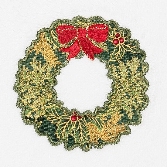 Linum Home Textiles Christmas Wreath Embroidered 2-pc. Hand Towel