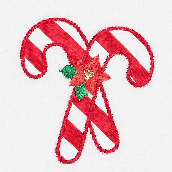 Linum Home Textiles Xmas Candy Canes Embroidered 2-pc. Hand Towel