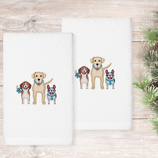 Linum Home Textiles Dogs Embroidered 2-pc. Hand Towel