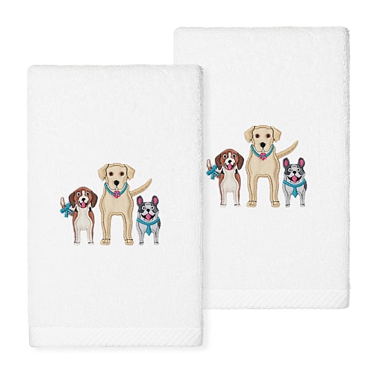 Linum Home Textiles Dogs Embroidered 2-pc. Hand Towel