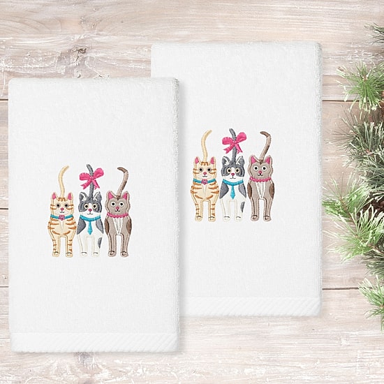 Linum Home Textiles Cats Embroidered 2-pc. Hand Towel