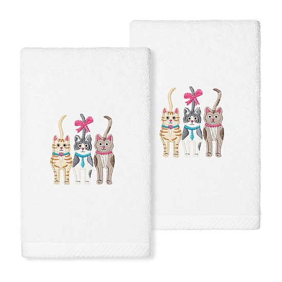 Linum Home Textiles Cats Embroidered 2-pc. Hand Towel