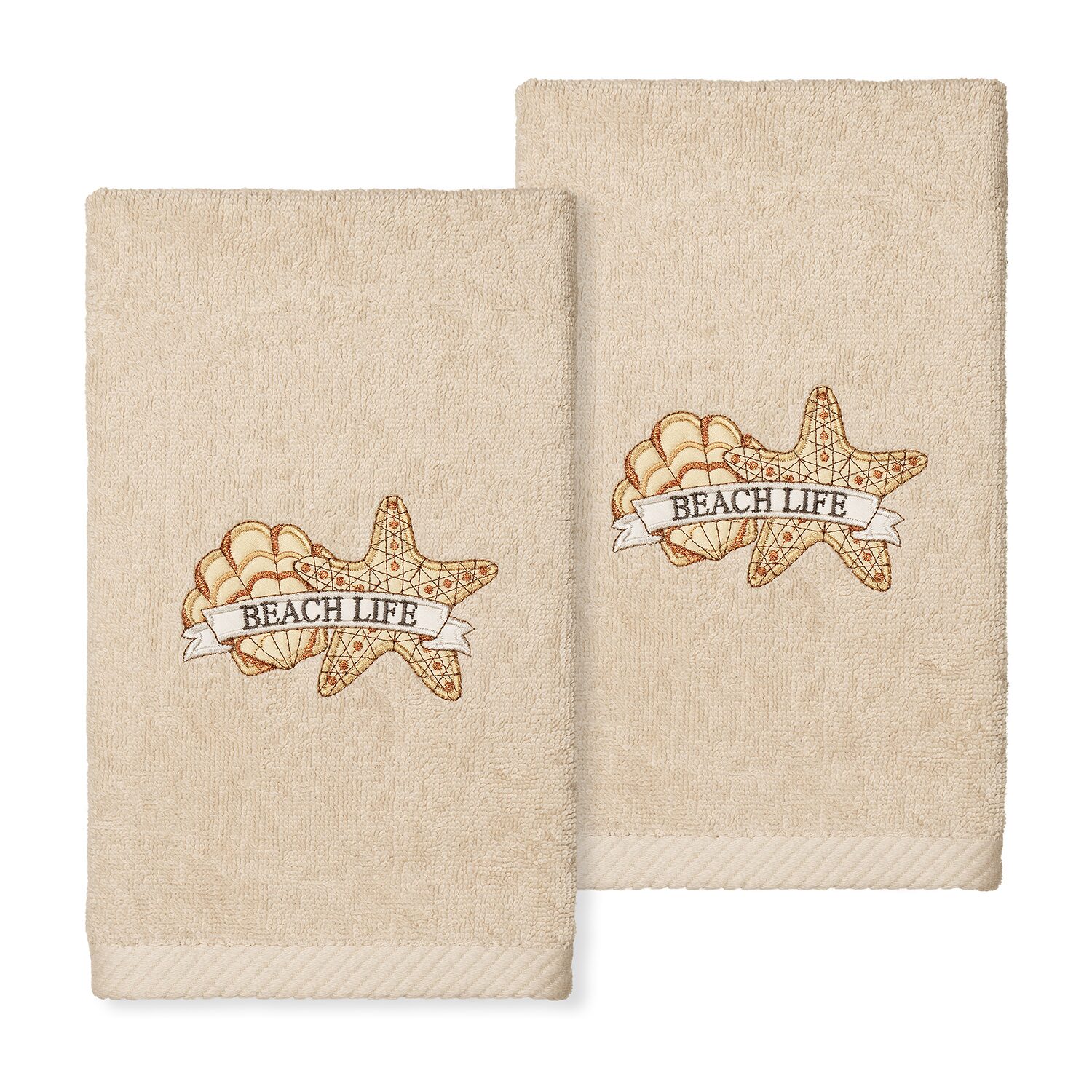 Linum Home Textiles Beach Life Embroidered 2-pc. Hand Towel