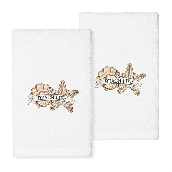Linum Home Textiles Beach Life Embroidered 2-pc. Hand Towel