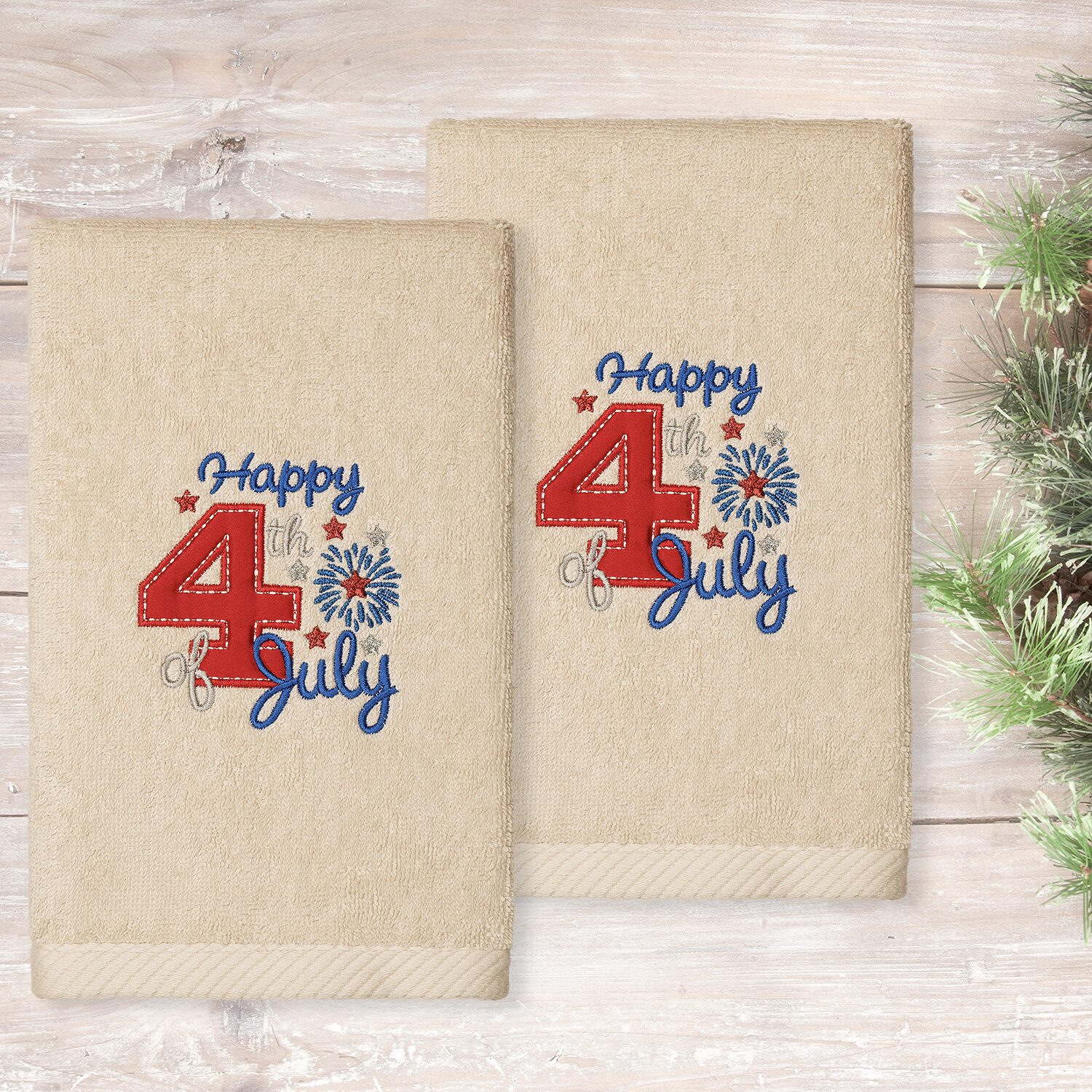 Linum Home Textiles 4th Of July Embroidered 2-pc. Hand Towel