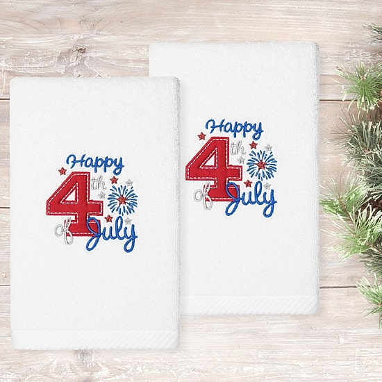 Linum Home Textiles 4th Of July Embroidered 2-pc. Hand Towel