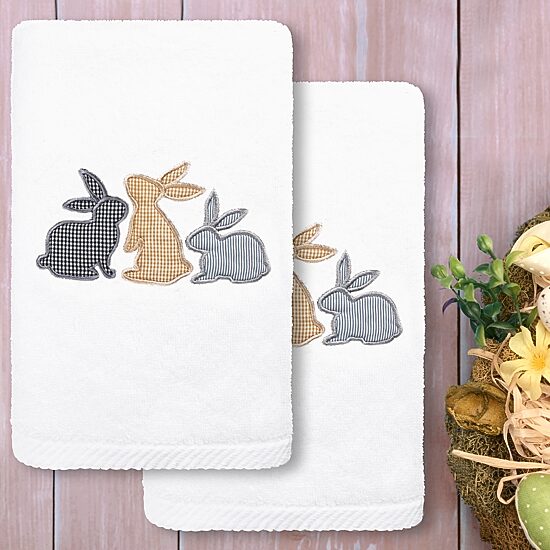 Linum Home Textiles Bunny Row Embroidered 2-pc. Hand Towel