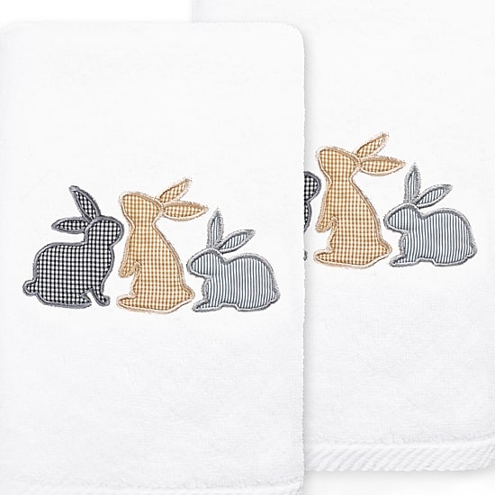 Linum Home Textiles Bunny Row Embroidered 2-pc. Hand Towel