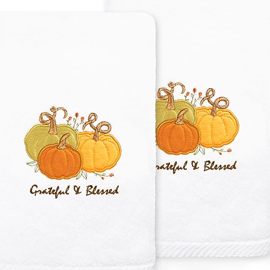 Linum Home Textiles Grateful  Blessed Embroidered 2-pc. Hand Towel
