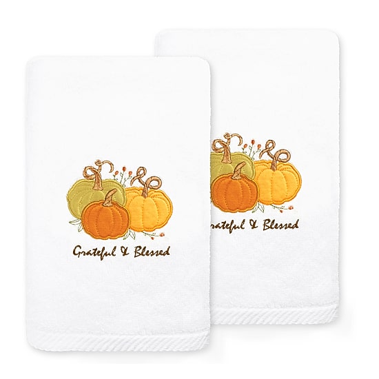 Linum Home Textiles Grateful  Blessed Embroidered 2-pc. Hand Towel