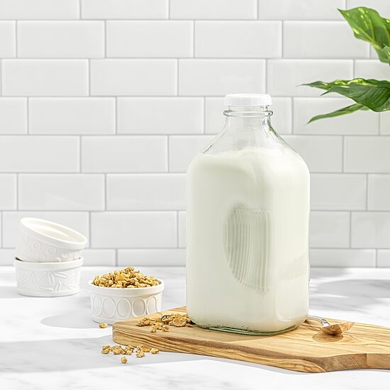 Joyjolt Glass Milk Bottles With Silicone Pour Lid Beverage Dispenser