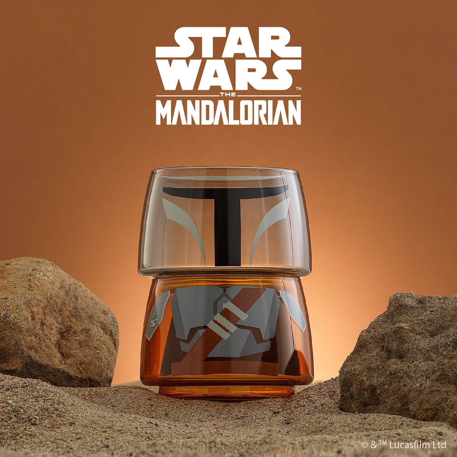 Joyjolt The Mandalorian Stackable Glasses 2-pc. Drinkware Set