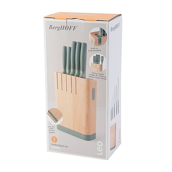 BergHOFF Leo Forest Stainless Steel 6-pc. Knife Block Set