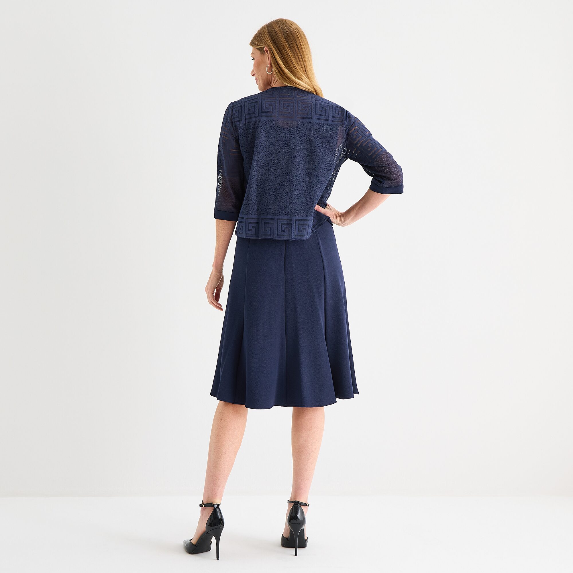 Maya Brooke Womens Crepe Jacket Dress