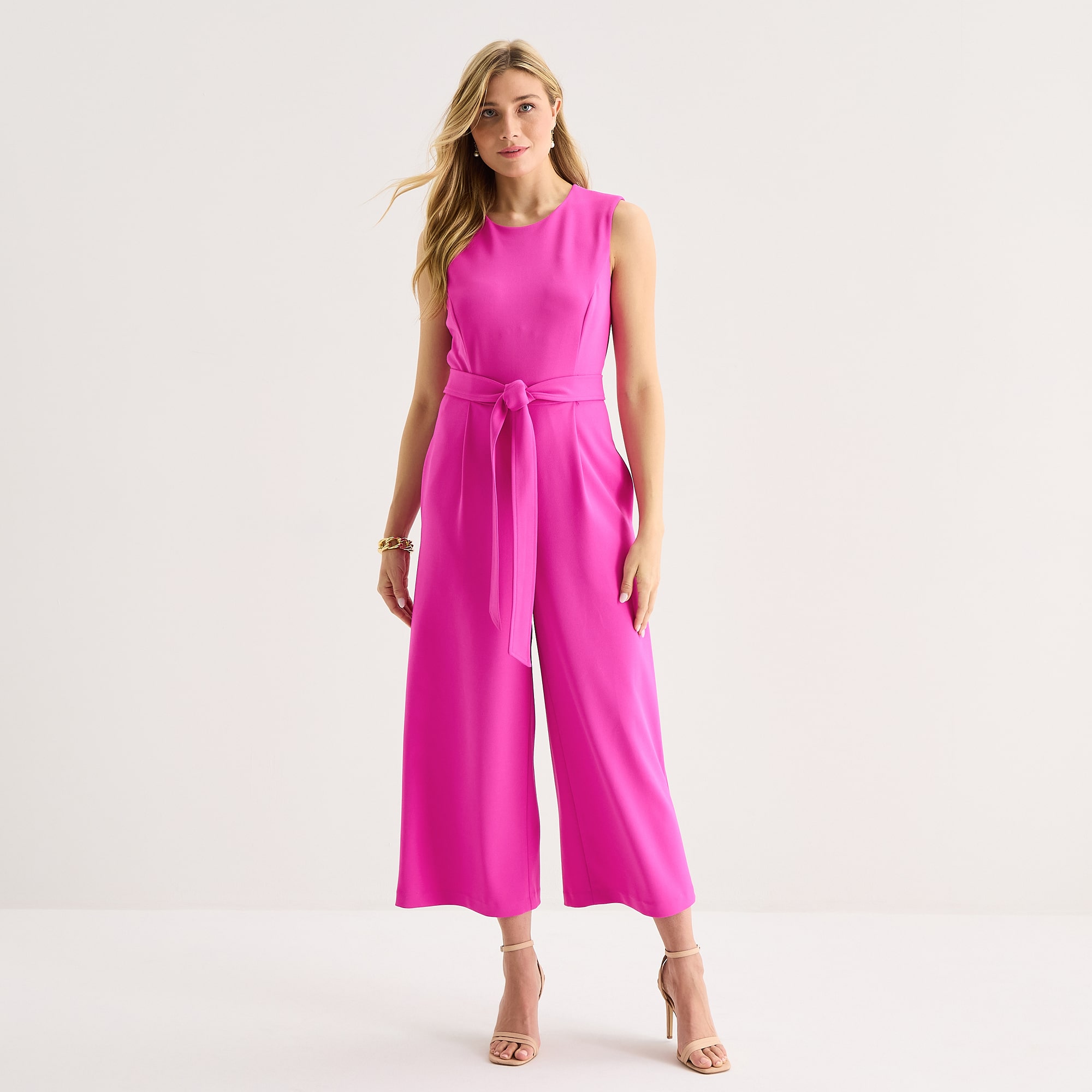 Marc New York Womens Crew Neck Sleeveless Jumpsuit