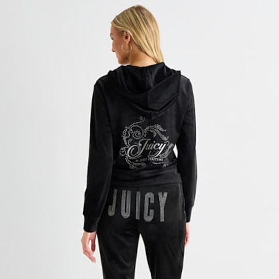Juicy By Juicy Couture Womens Juniors Hooded Lightweight Track Jacket