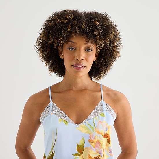 Ambrielle Womens Satin V-Neck Sleeveless 2-pc. Cami Pajama Set