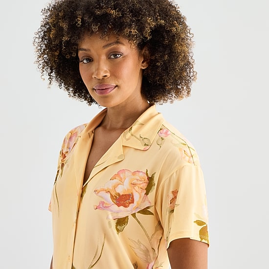 Ambrielle Womens V-Neck Short Sleeve 2-pc. Pajama Set