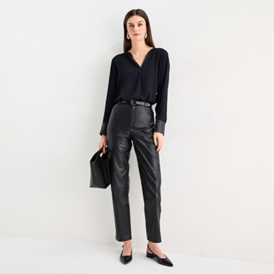 Worthington Womens Straight Faux Leather Trouser
