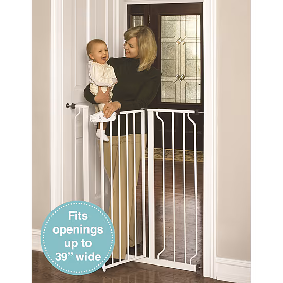 Reaglo Easy Step Extra Tall White Metal Walk-Through Gate
