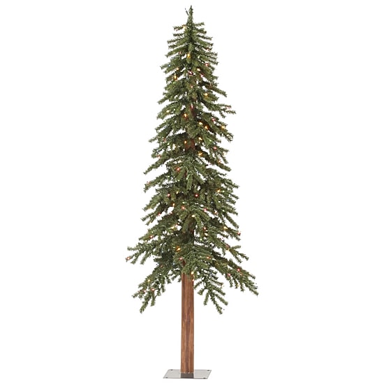 6' Natural Alpine Artificial Christmas Tree with Multi-Colored Lights